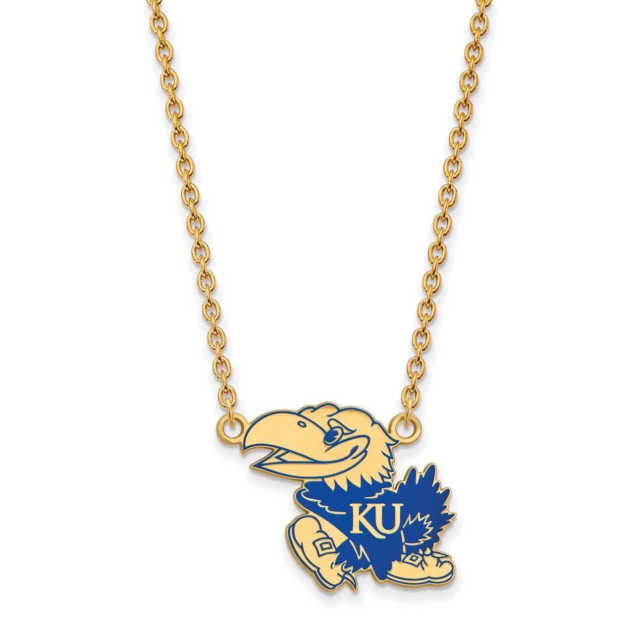 University of Kansas Large Enamel Pendant with Chain Necklace Gold-plated Silver GP078UKS-18, MPN: …