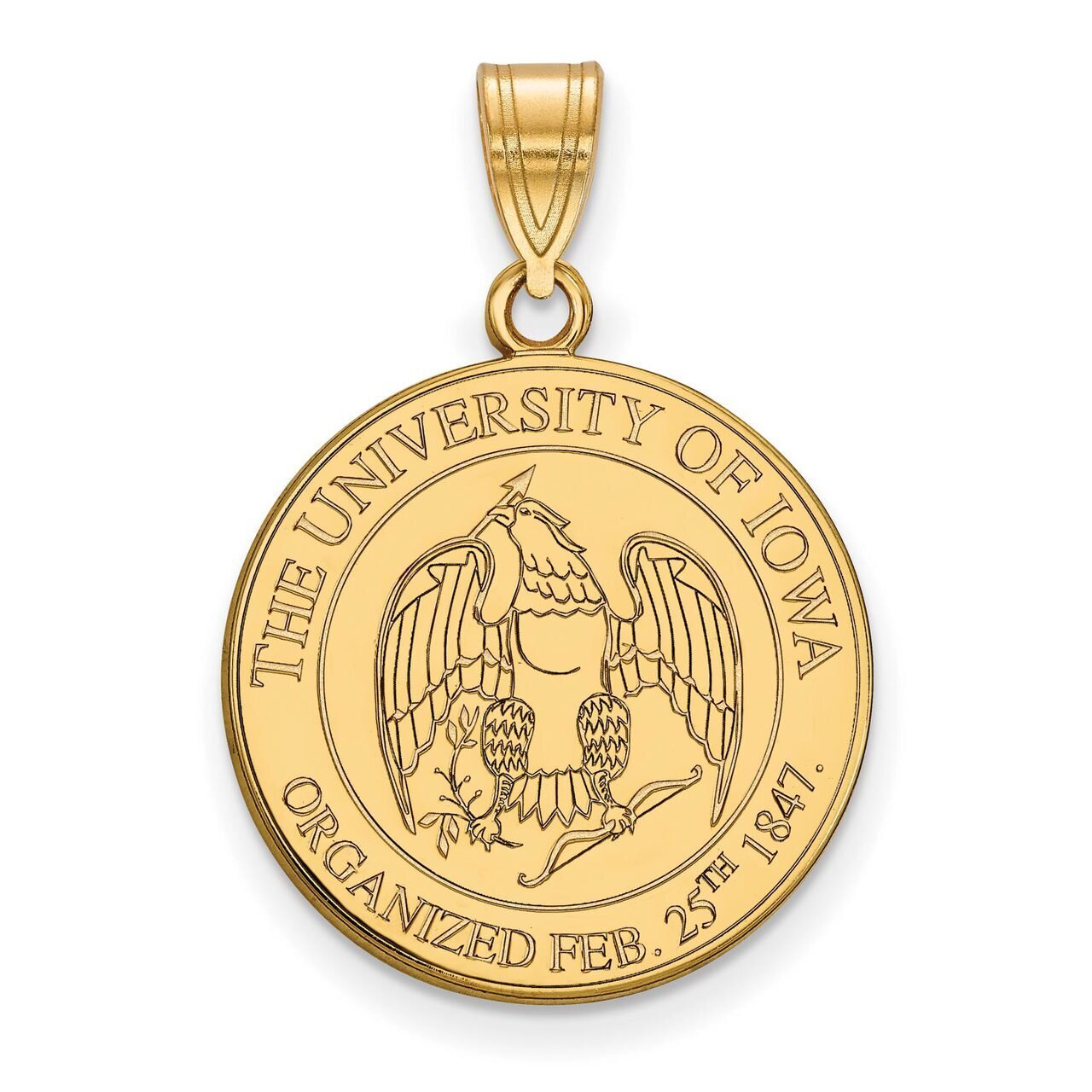 University of Iowa Large Crest Pendant Gold-plated Silver GP079UIA