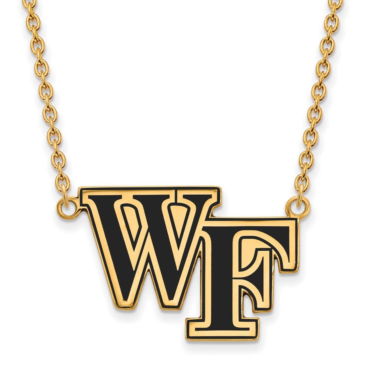 Wake Forest University Large Enamel Pendant with Chain Necklace Gold-plated Silver GP079WFU-18