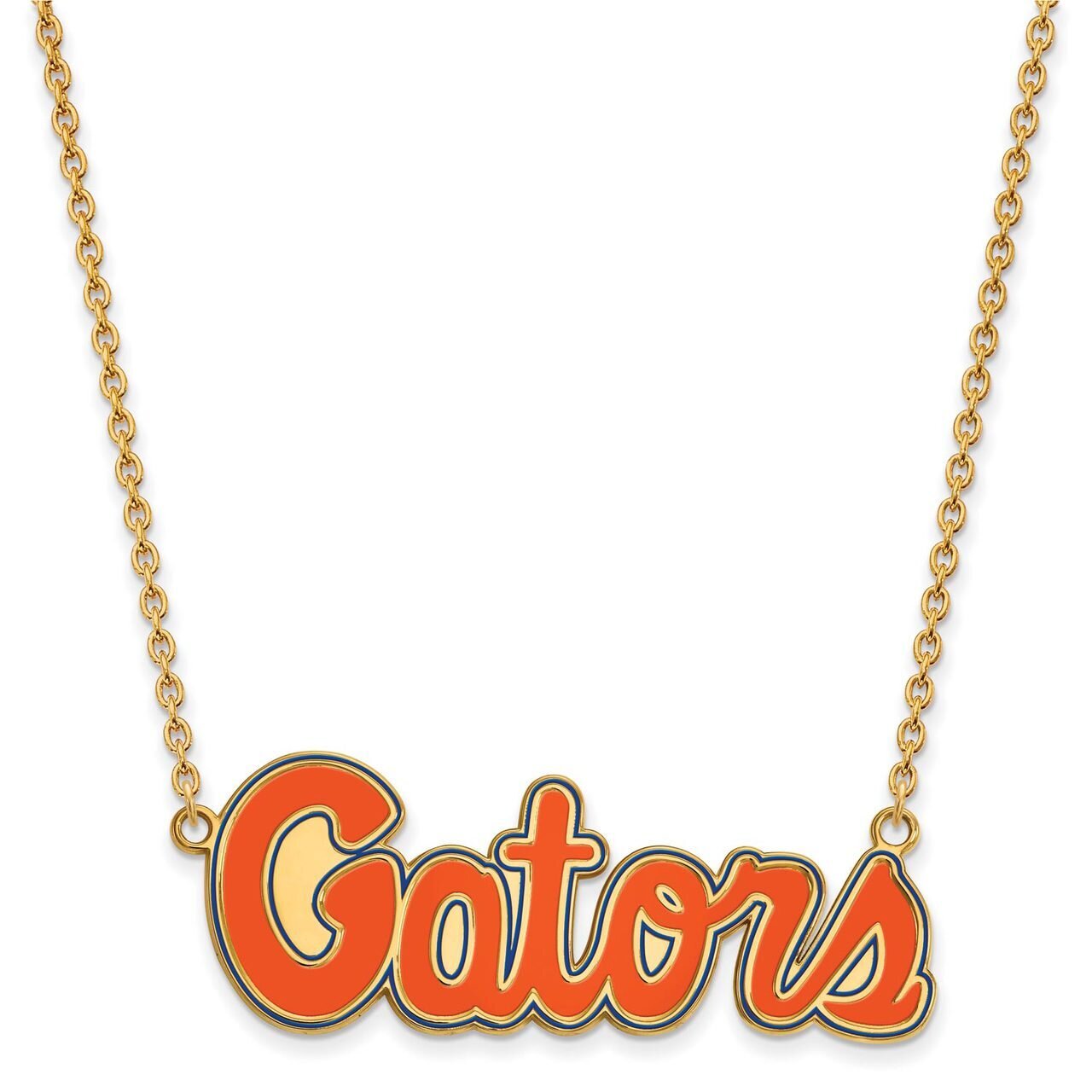 University of Florida Large Enamel Pendant with Chain Necklace Gold-plated Silver GP081UFL-18, MPN:…