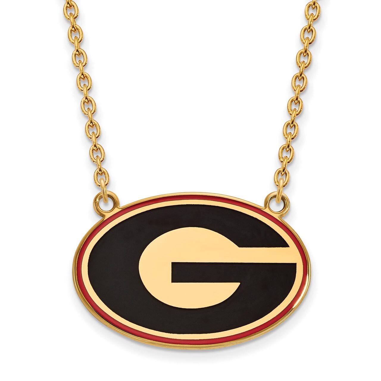 University of Georgia Large Enamel Pendant with Chain Necklace Gold-plated Silver GP083UGA-18