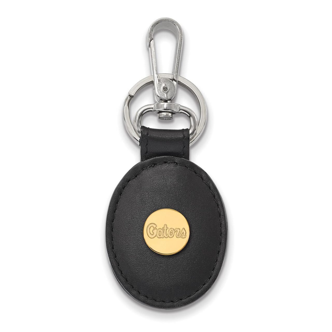 University of Florida Black Leather Oval Key Chain Gold-plated Silver GP085UFL-K1, MPN: GP085UFL-K1…