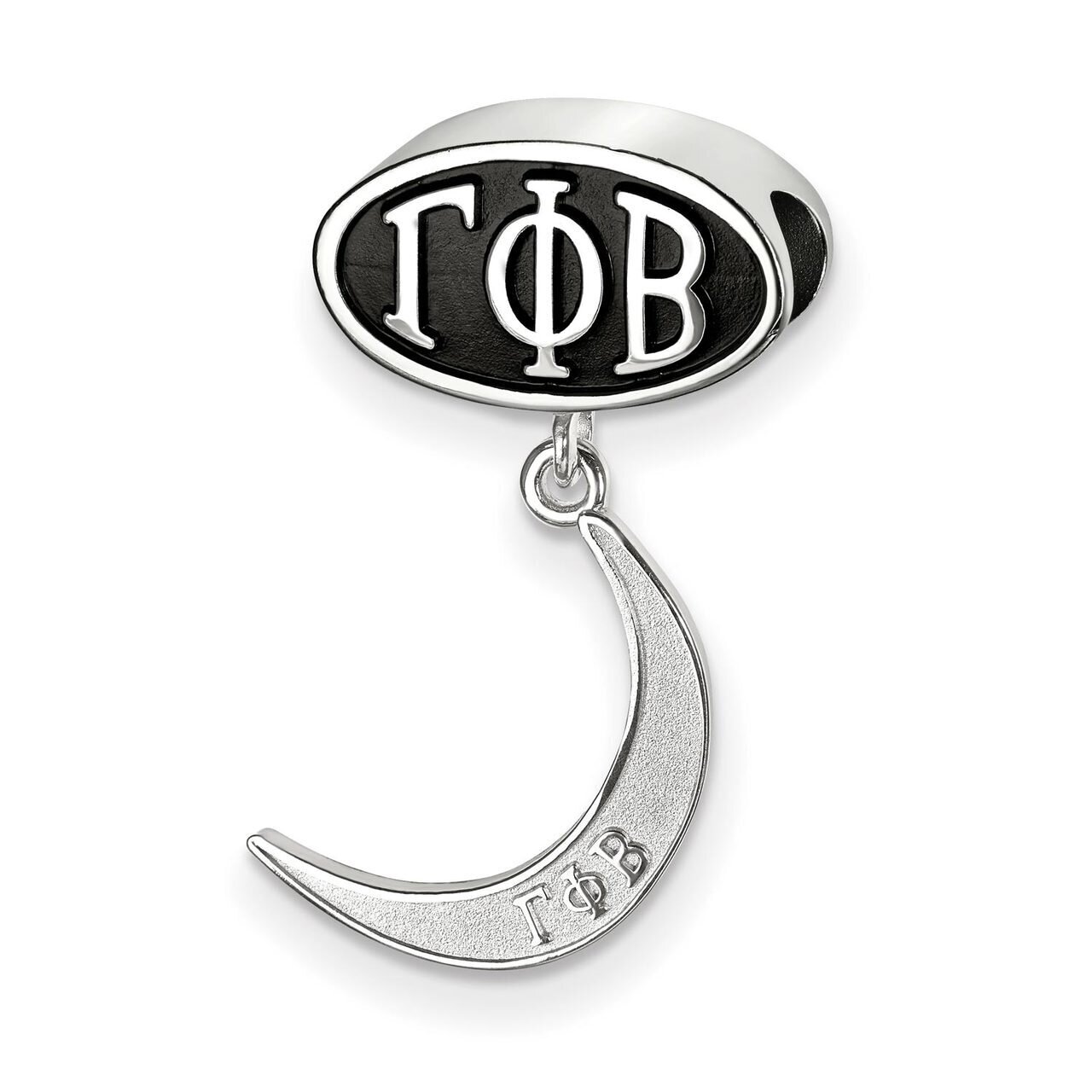 Gamma Phi Beta Lettersoval Bead with Crescent Moon Dangle Sterling Silver GPB004BD-SS, MPN: GPB004B…