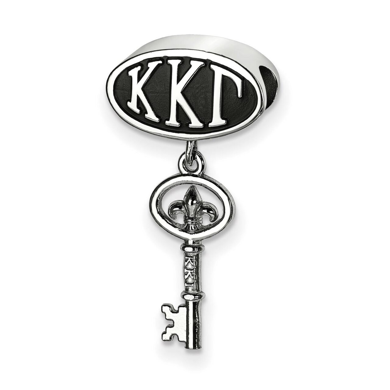 Kappa Kappa Gamma Oval Bead Key Dangle Sterling Silver KKG004BD-SS