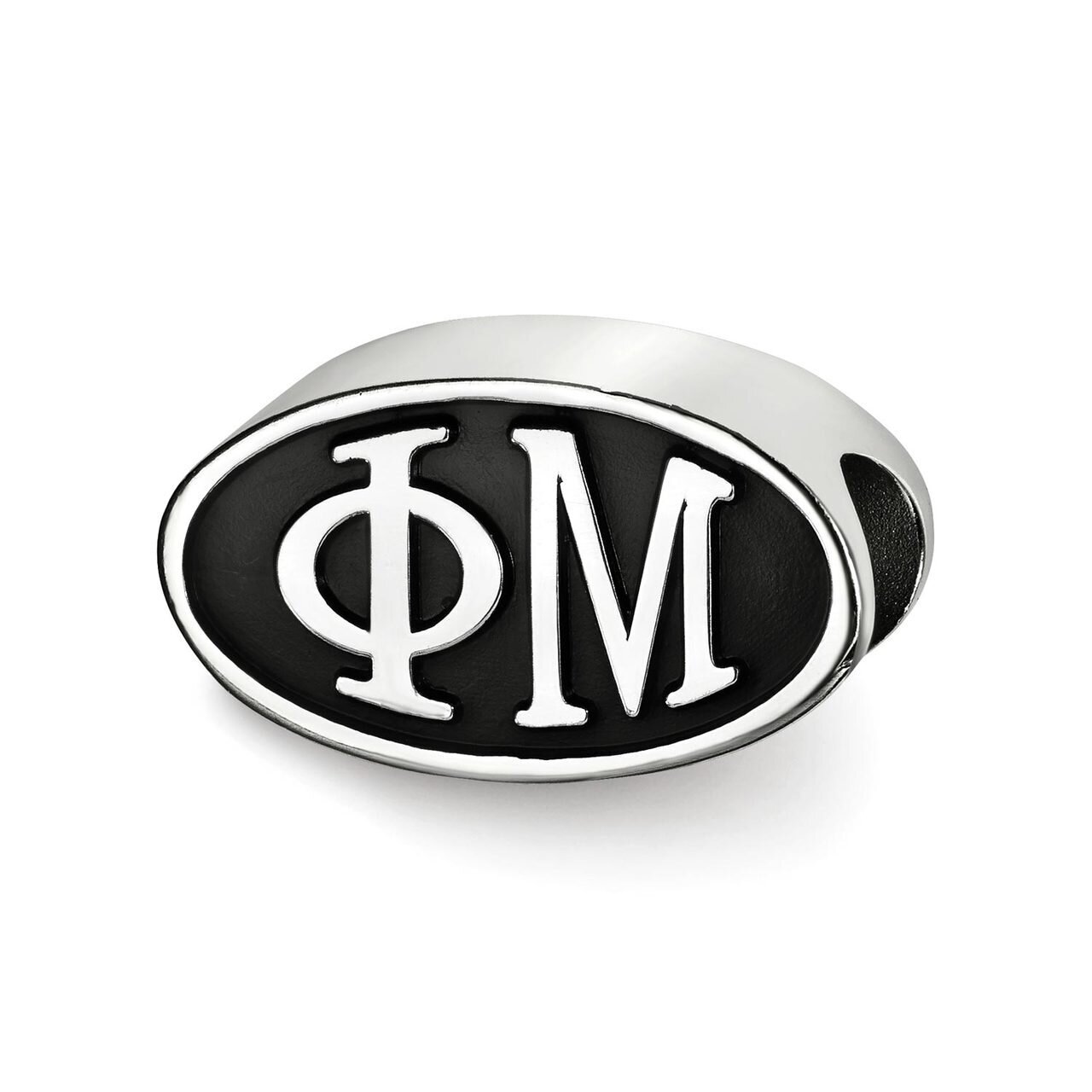 12.25Mm Phi Mu Oval Letters Bead Sterling Silver PHM002BD-SS