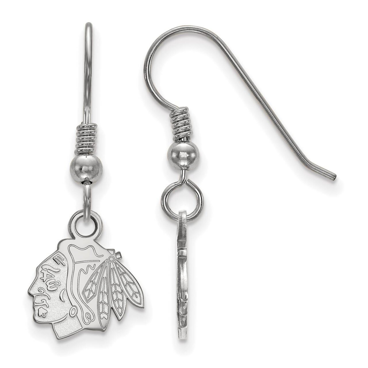 Chicago Blackhawks x-Small Dangle Earring Wire Sterling Silver SS006BLA, MPN: SS006BLA, 886774957470