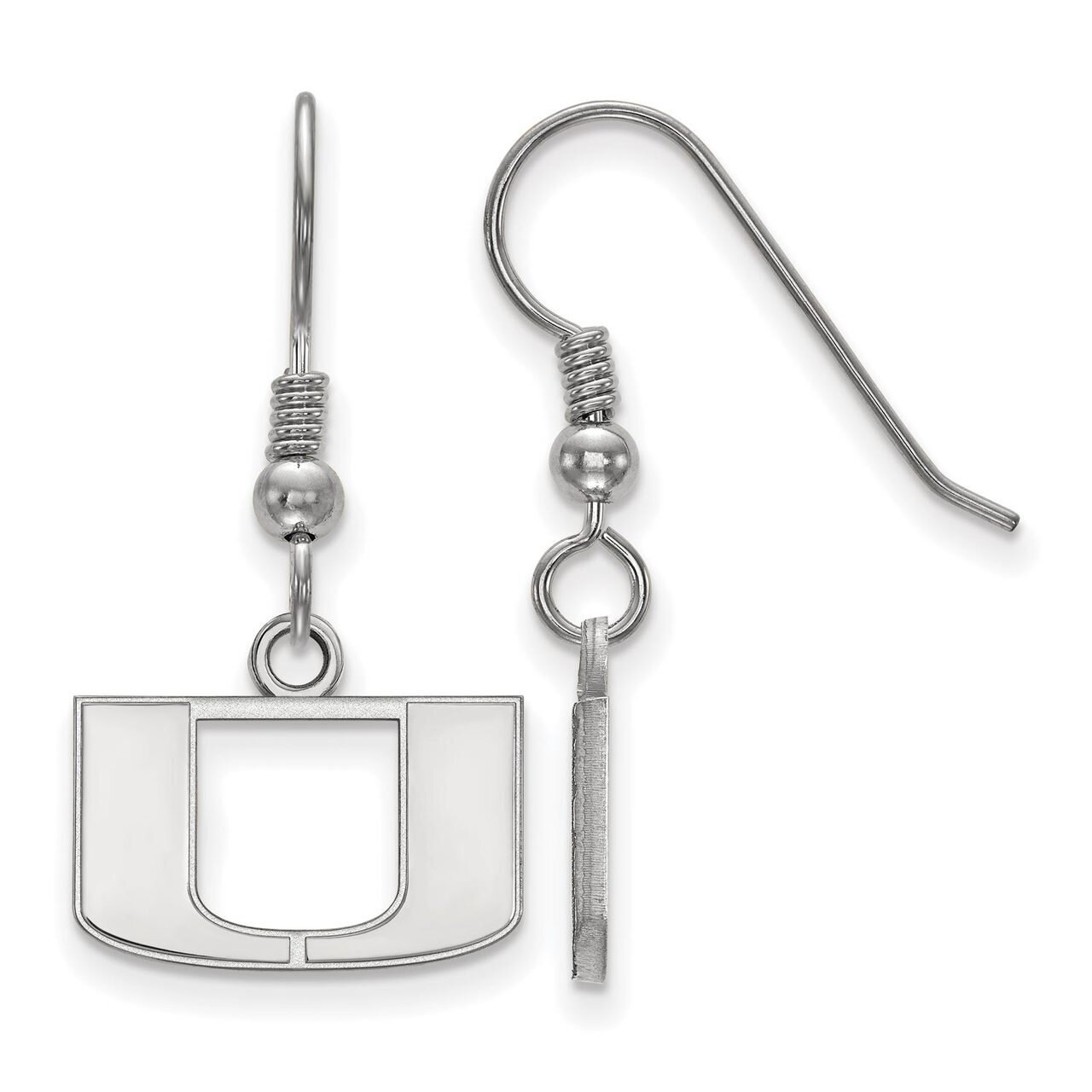 University of Miami x-Small Dangle Earring Wire Sterling Silver SS006UMF