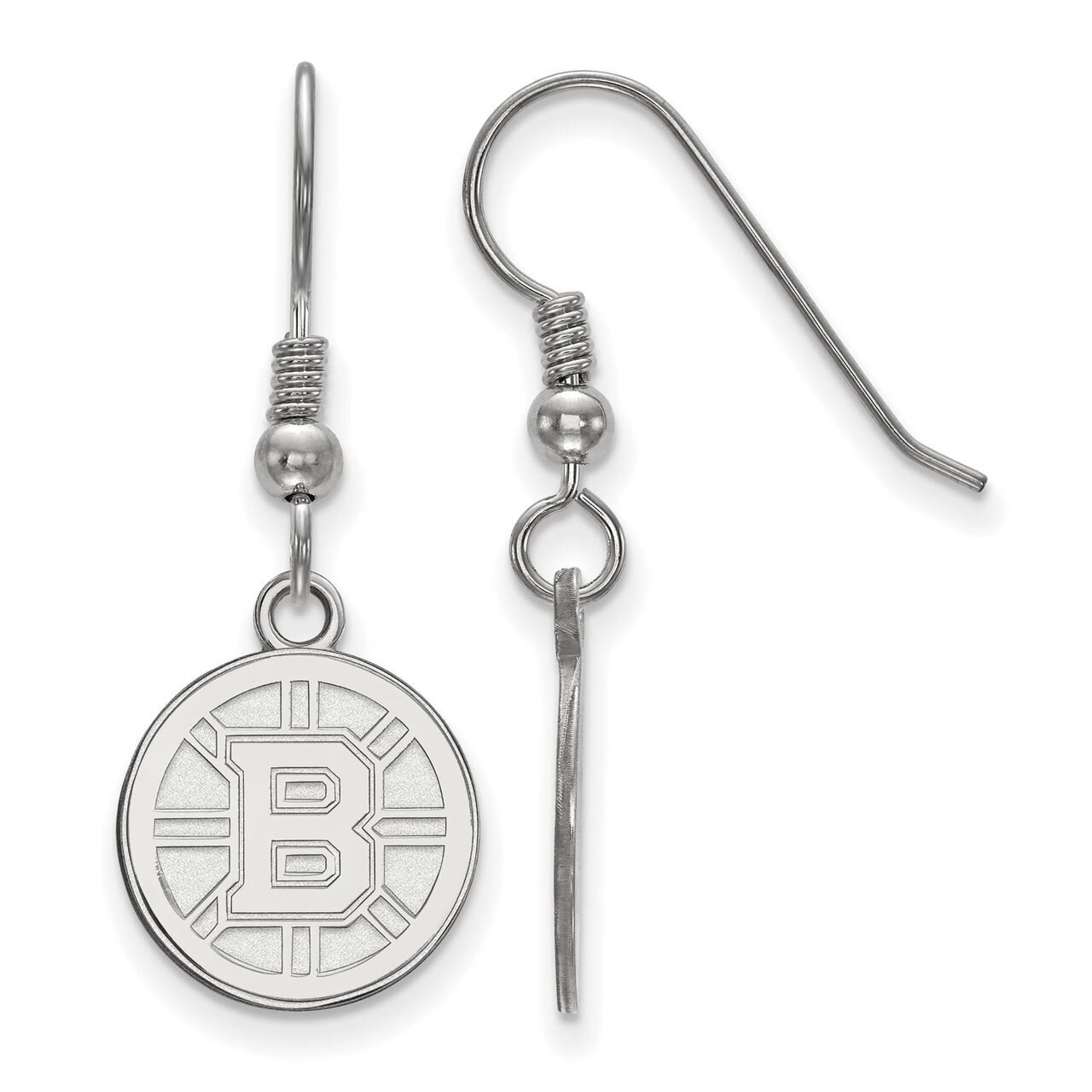 Boston Bruins Small Dangle Earring Wire Sterling Silver SS007BRI