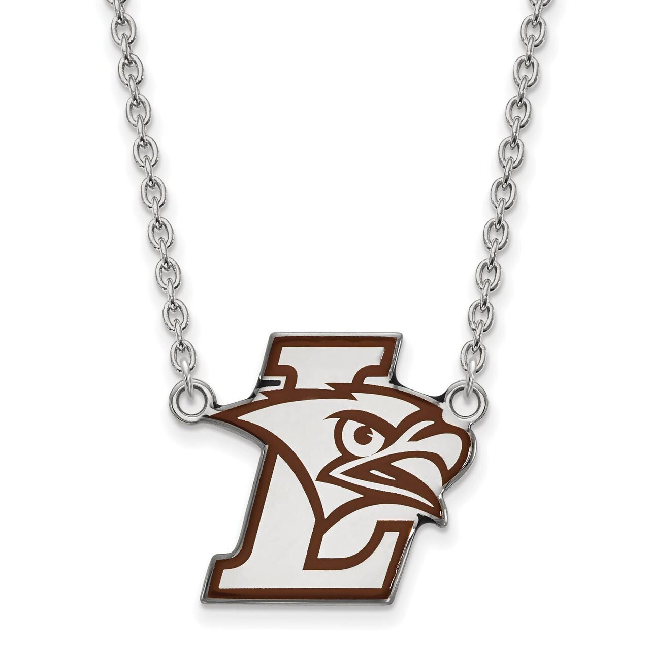 Lehigh University Large Enamel Pendant with Chain Necklace Sterling Silver SS008LHU-18