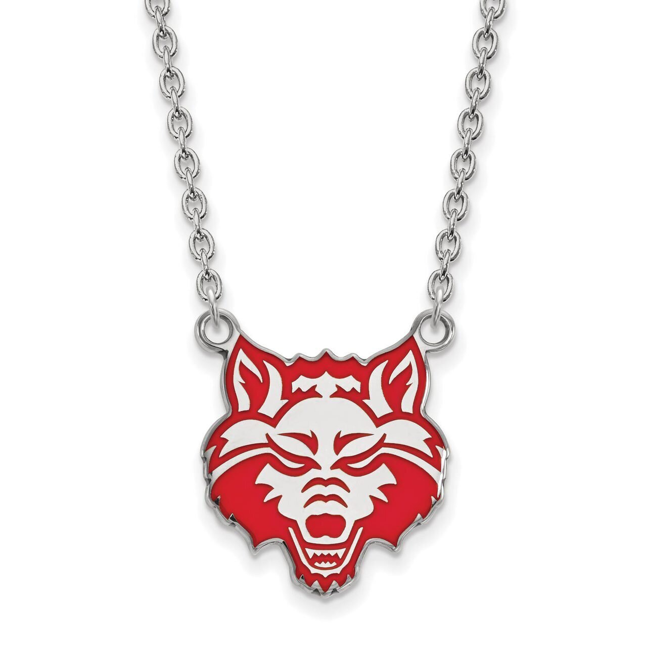 Arkansas State Unviersity Enamel Large Pendant with Chain Necklace Sterling Silver SS009ASU-18