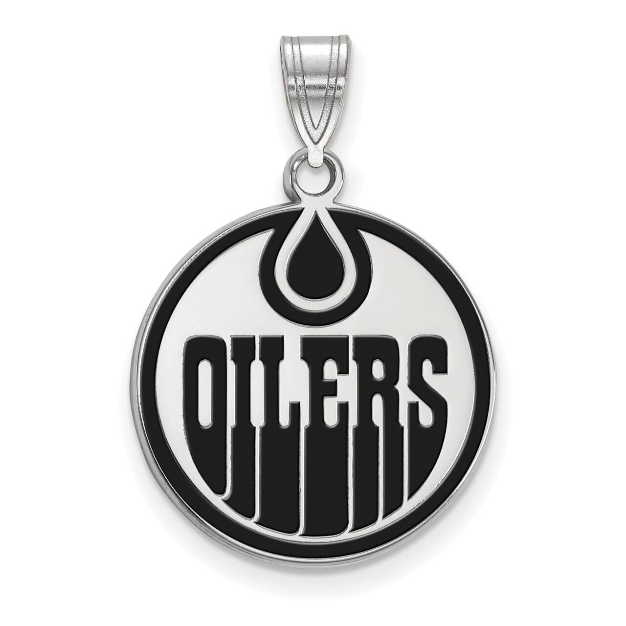 Edmonton Oilers Large Enamel Pendant Sterling Silver SS009OIL