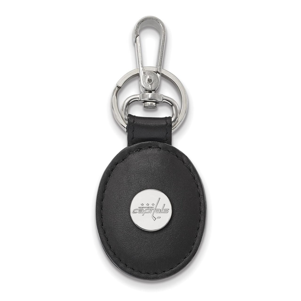 Washington Capitals Black Leather Oval Key Chain Sterling Silver SS010CAP-K1, MPN: SS010CAP-K1, 886…