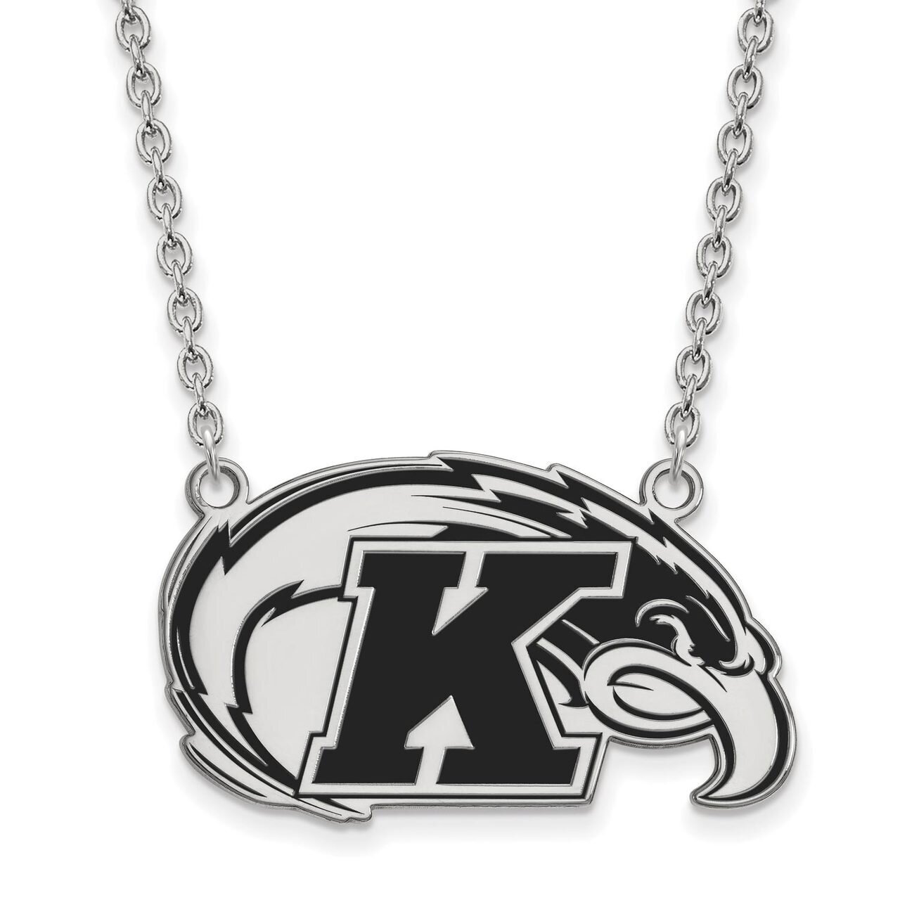 Kent State University Large Enamel Pendant with Chain Necklace Sterling Silver SS010KEN-18