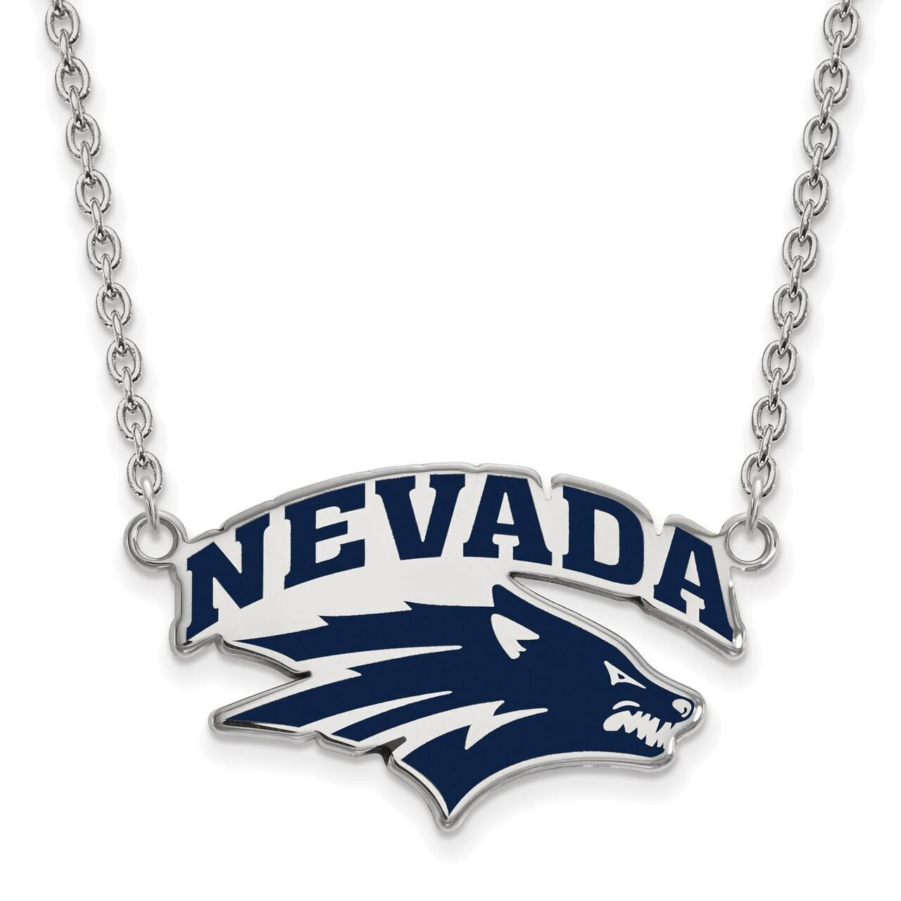 University of Nevada Large Enamel Pendant with Chain Necklace Sterling Silver SS010UNR-18