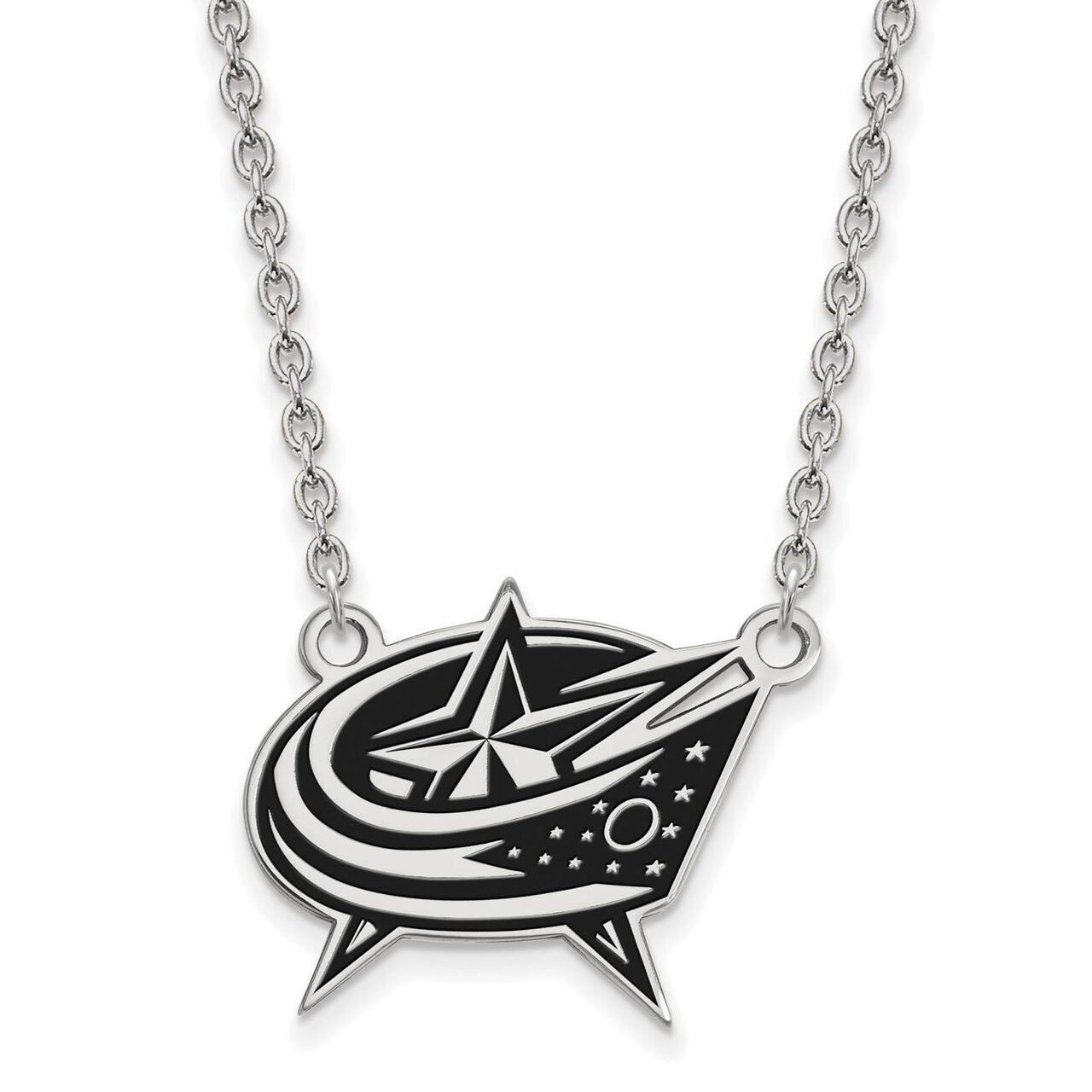 Columbus Blue Jackets Large Enamel Pendant with Chain Necklace Sterling Silver SS011BJA-18, MPN: SS…