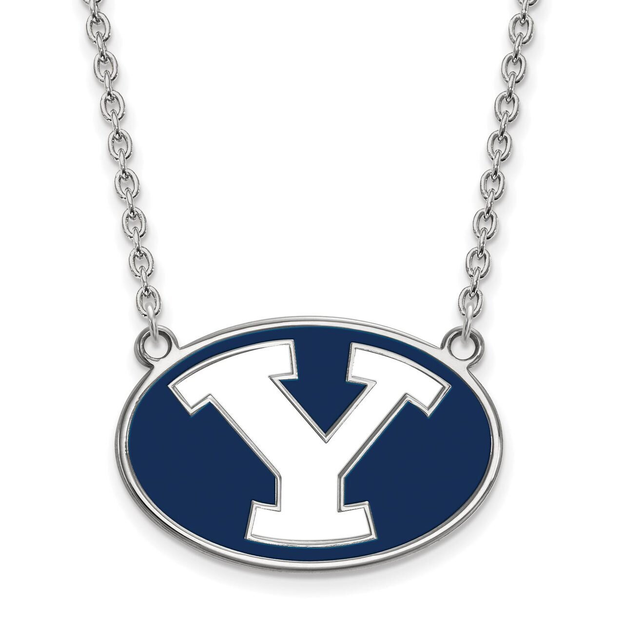 Brigham Young University Enamel Large Pendant with Chain Necklace Sterling Silver SS011BYU-18