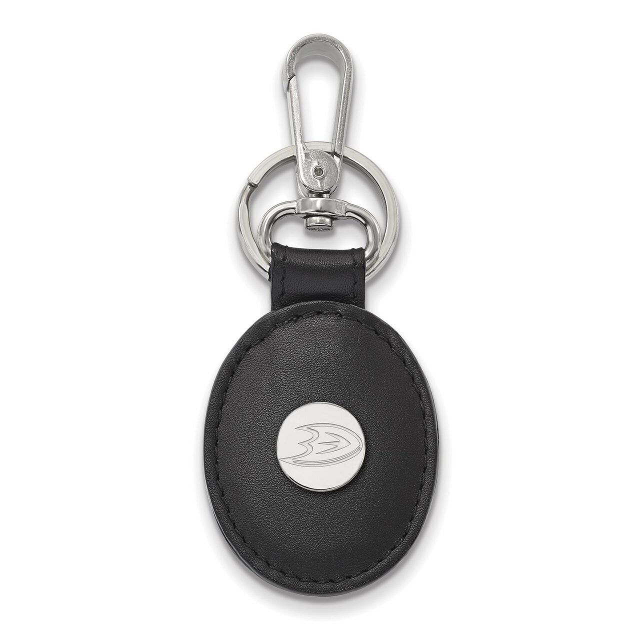 Anaheim Ducks Black Leather Oval Key Chain Sterling Silver SS011MDU-K1, MPN: SS011MDU-K1, 886774746…