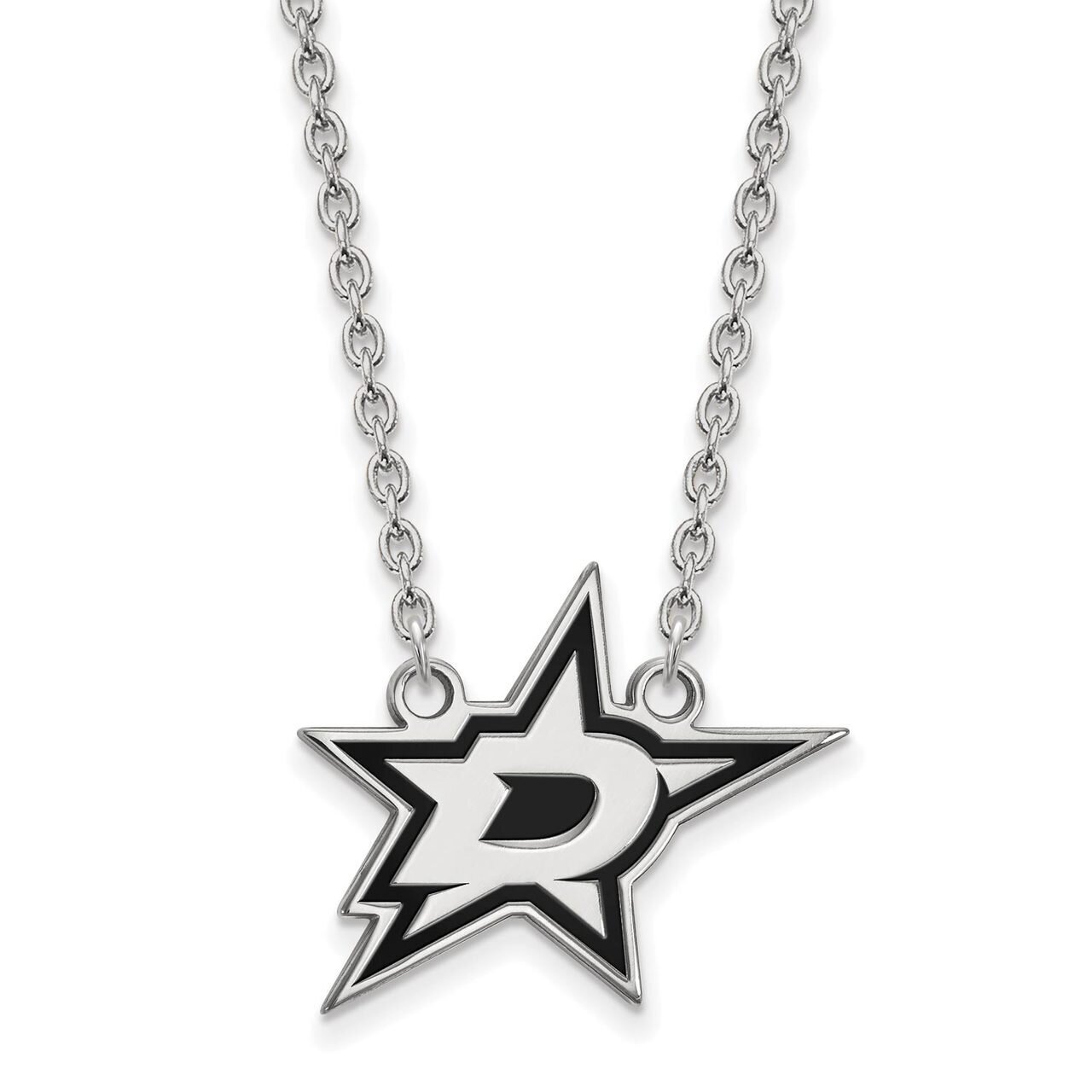 Dallas Stars Large Enamel Pendant with Chain Necklace Sterling Silver SS011STA-18, MPN: SS011STA-18…