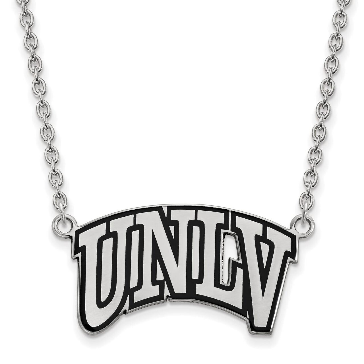 University of Nevada Las Vegas Large Enamel Pendant with Chain Necklace Sterling Silver SS011UNL-18…