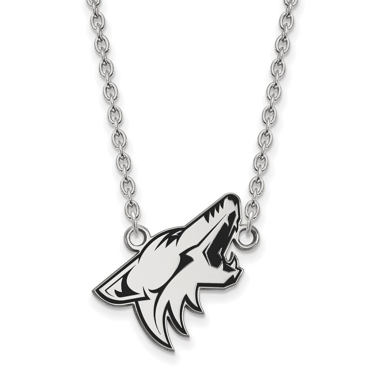 Phoenix Coyotes Large Enamel Pendant with Chain Necklace Sterling Silver SS012COY-18