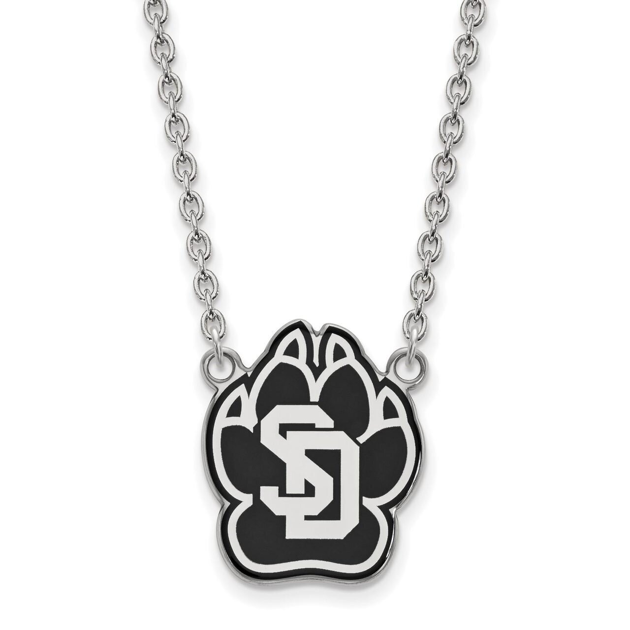 University of South Dakota Large Enamel Pendant with Chain Necklace Sterling Silver SS012USD-18, MP…