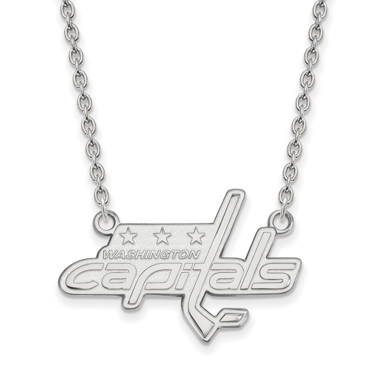 Washington Capitals Large Pendant with Chain Necklace Sterling Silver SS013CAP-18