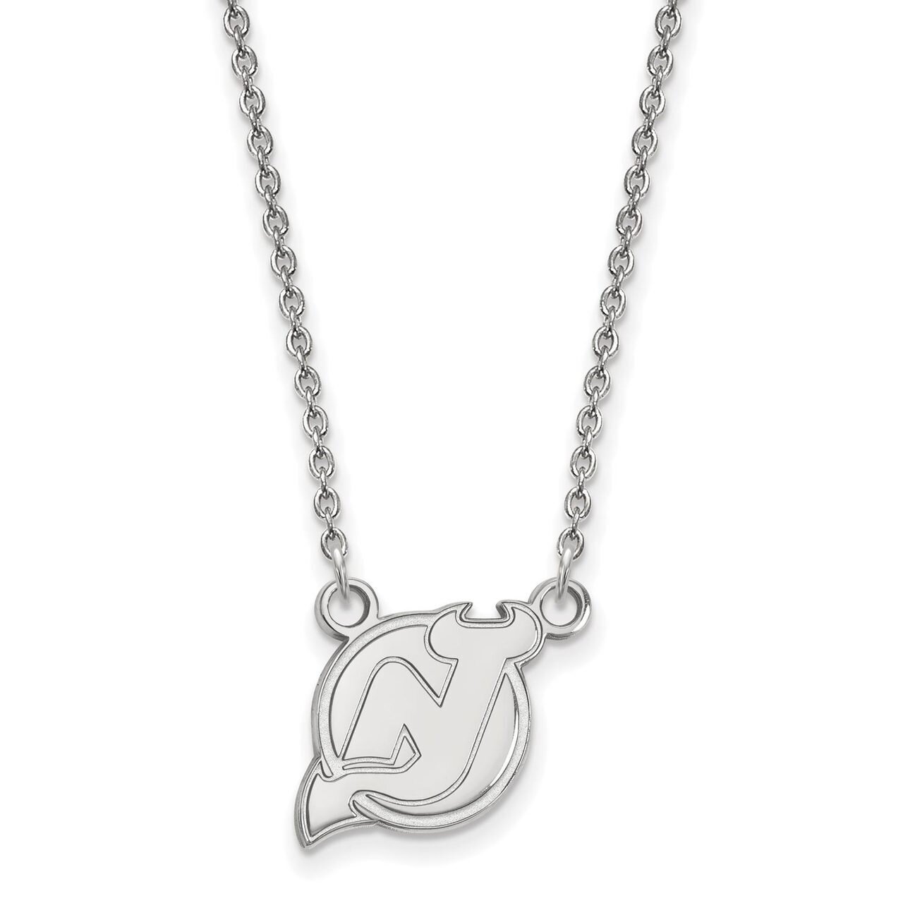 New Jersey Devils Small Pendant with Chain Necklace Sterling Silver SS013DVL-18