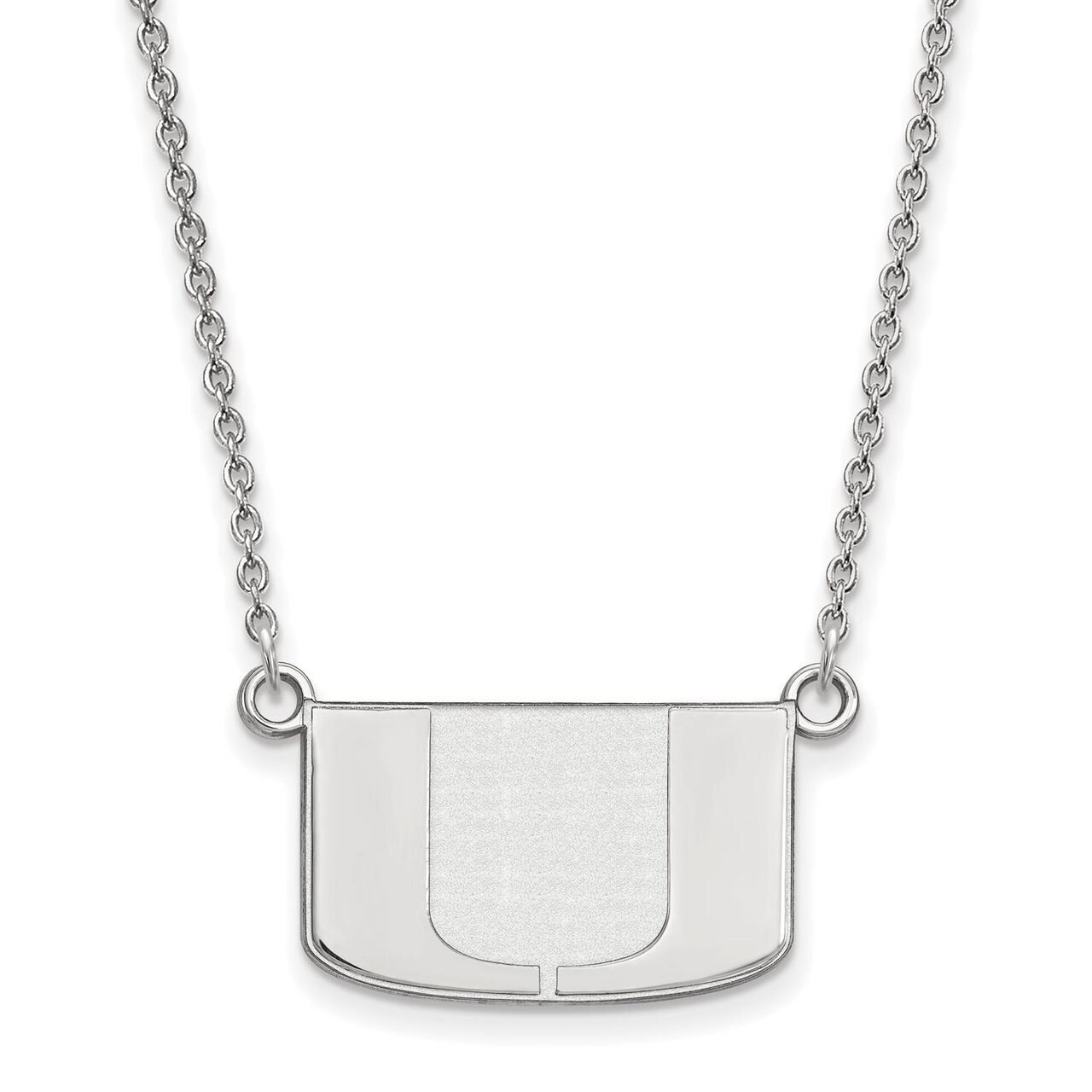 University of Miami Small Pendant with Chain Necklace Sterling Silver SS015UMF-18, MPN: SS015UMF-18…