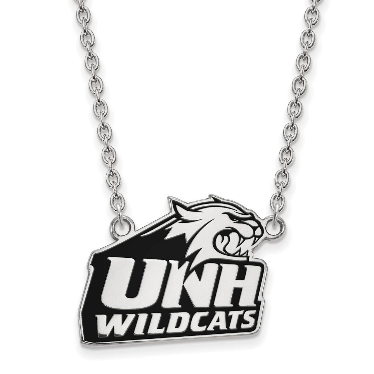 University of New Hampshire Large Enamel Pendant with Chain Necklace Sterling Silver SS015UNH-18, M…