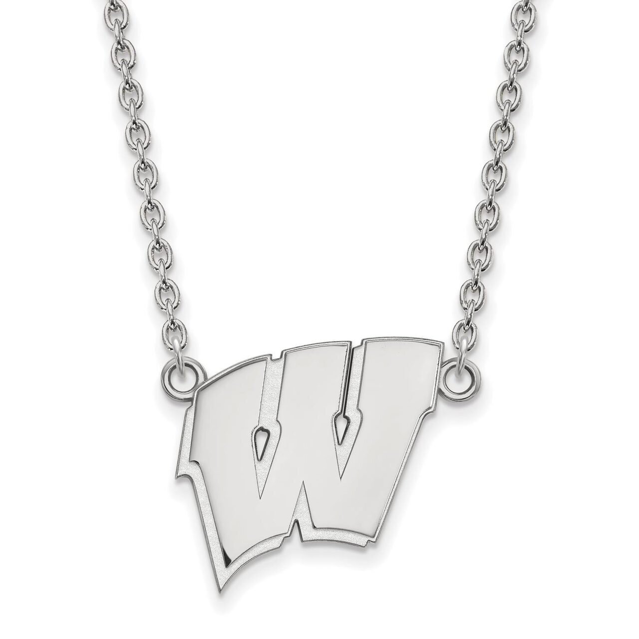 University of Wisconsin Large Pendant with Chain Necklace Sterling Silver SS016UWI-18, MPN: SS016UW…