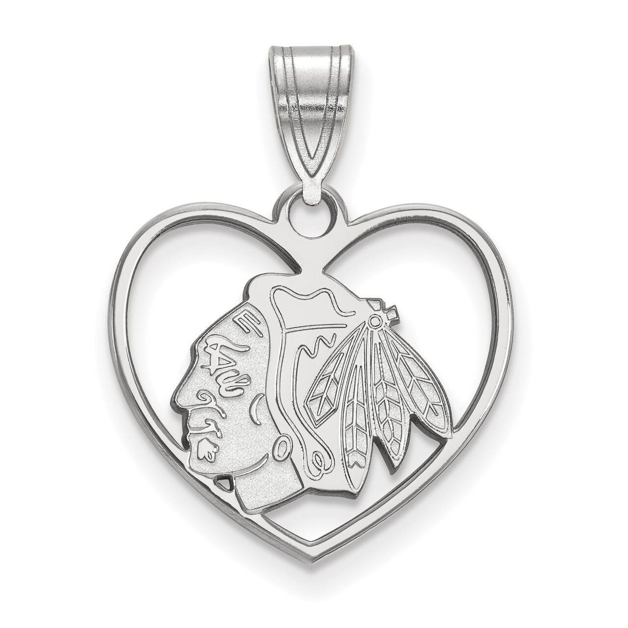 Chicago Blackhawks Pendant in Heart Sterling Silver SS017BLA, MPN: SS017BLA, 886774764023