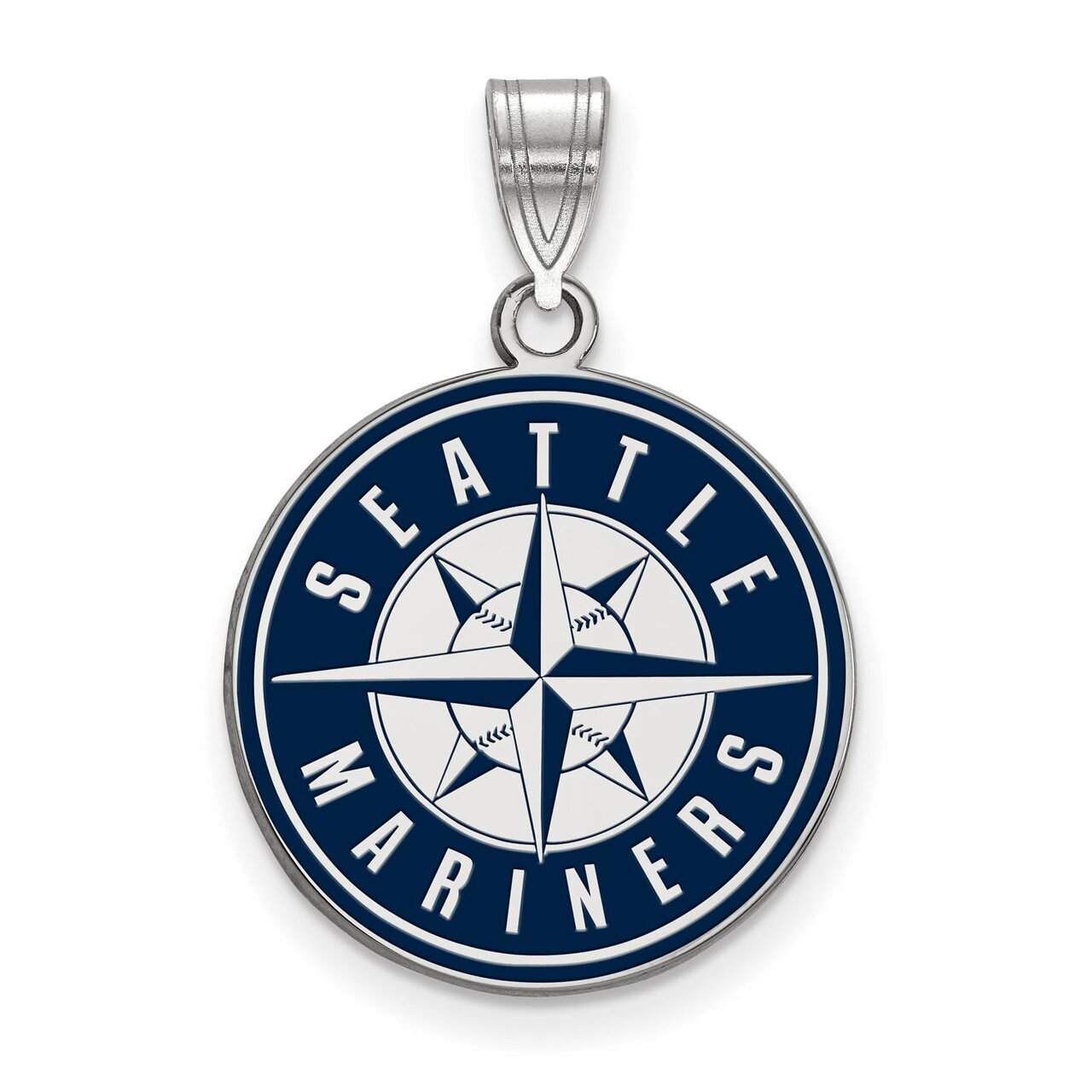 Seattle Mariners Large Enamel Pendant Sterling Silver SS018MRN