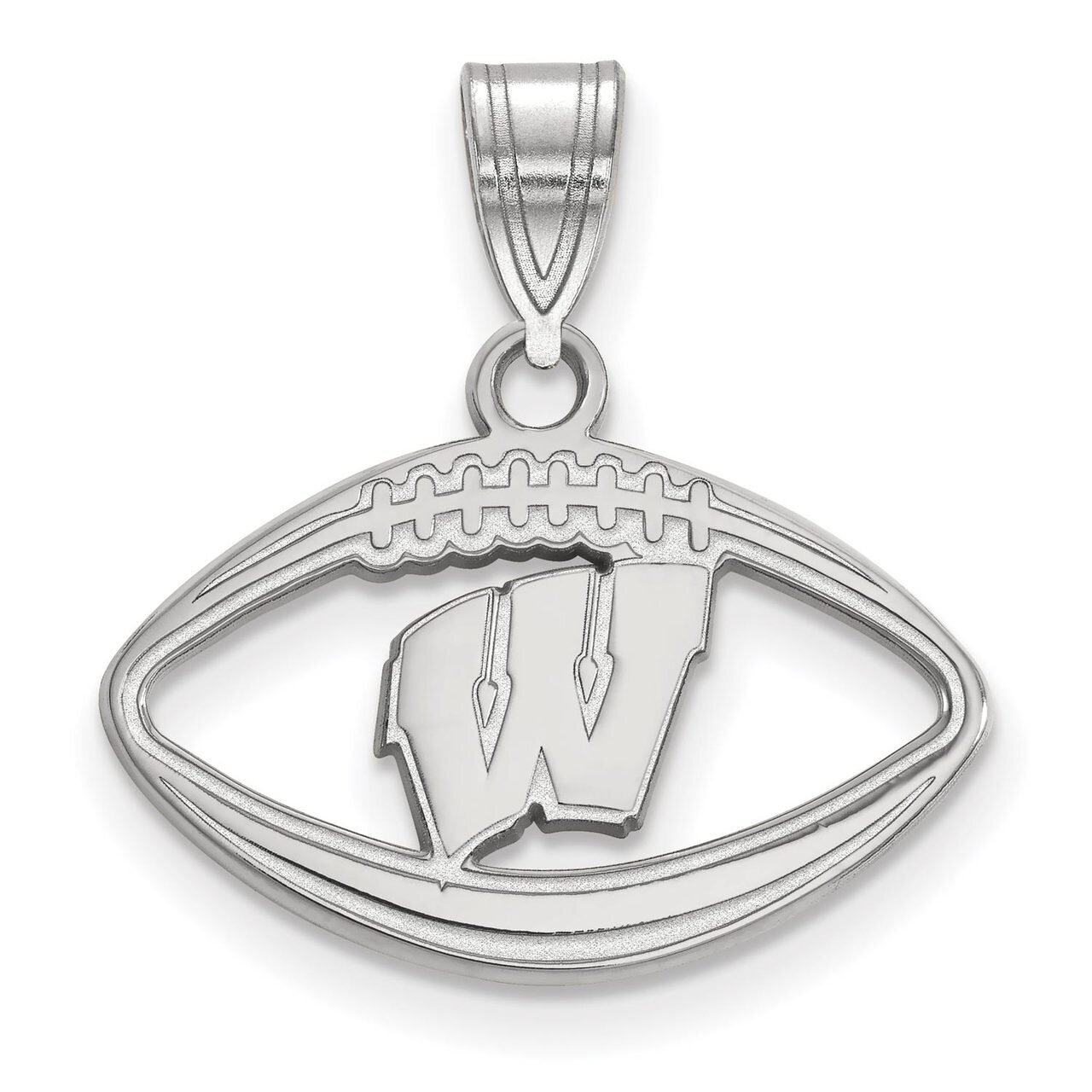 University of Wisconsin Pendant in Football Sterling Silver SS018UWI, MPN: SS018UWI, 886774723693