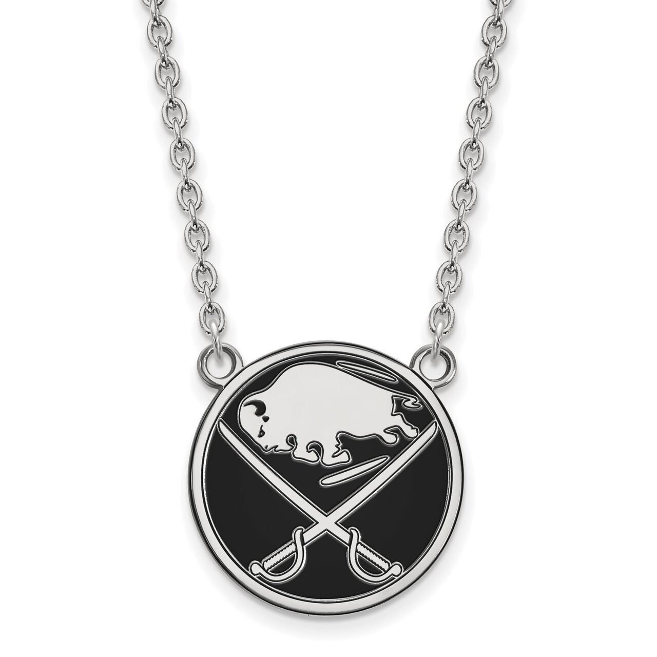 Buffalo Sabres Large Enamel Pendant with Chain Necklace Sterling Silver SS020SAB-18