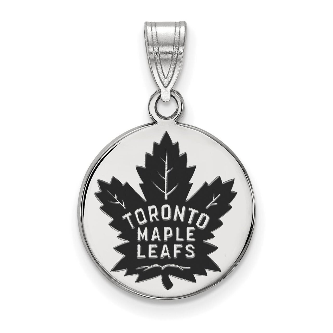 Toronto Maple Leafs Medium Enamel Disc Pendant Sterling Silver SS021MLE