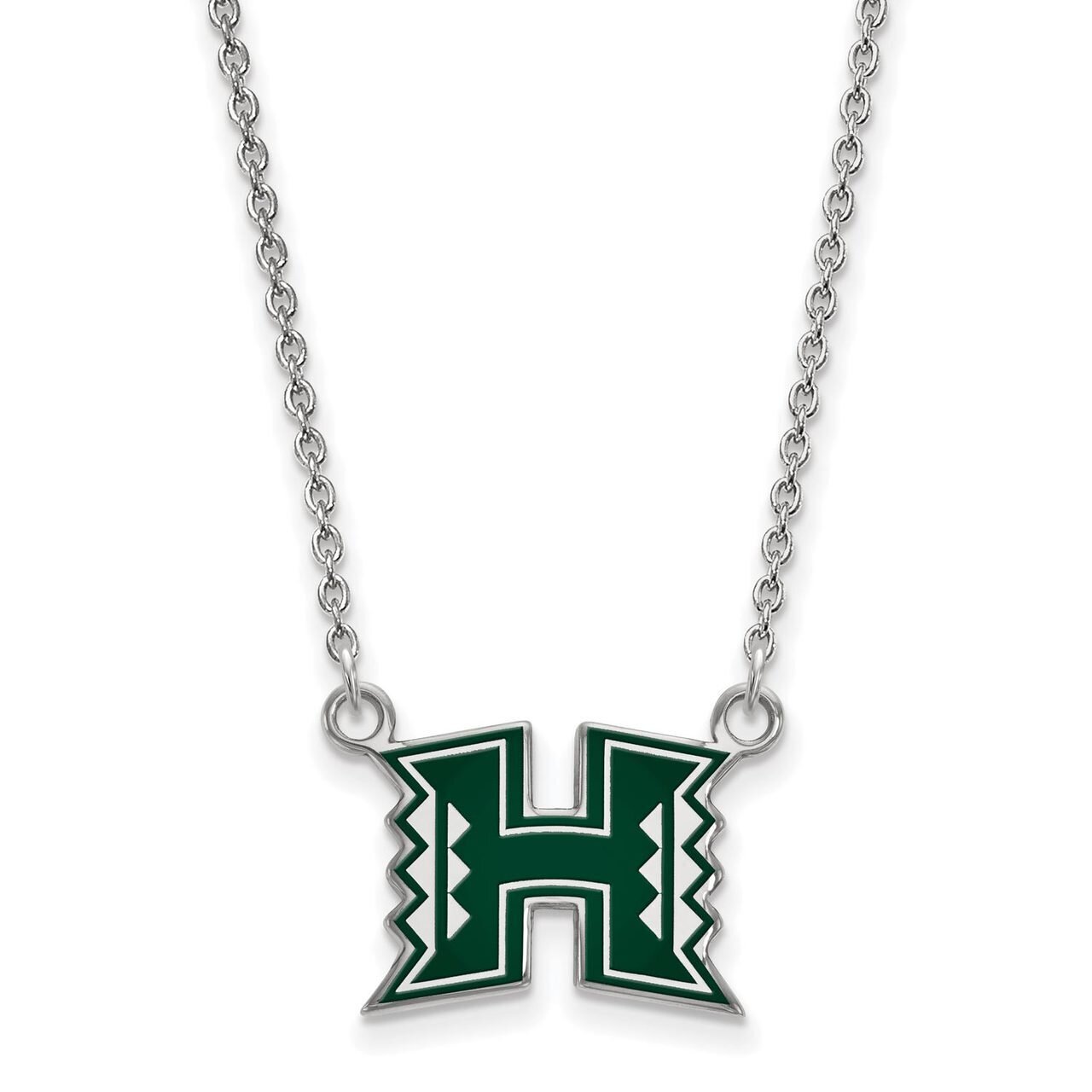 The University of Hawaii Small Enamel Pendant with Chain Necklace Sterling Silver SS022UHI-18, MPN:…