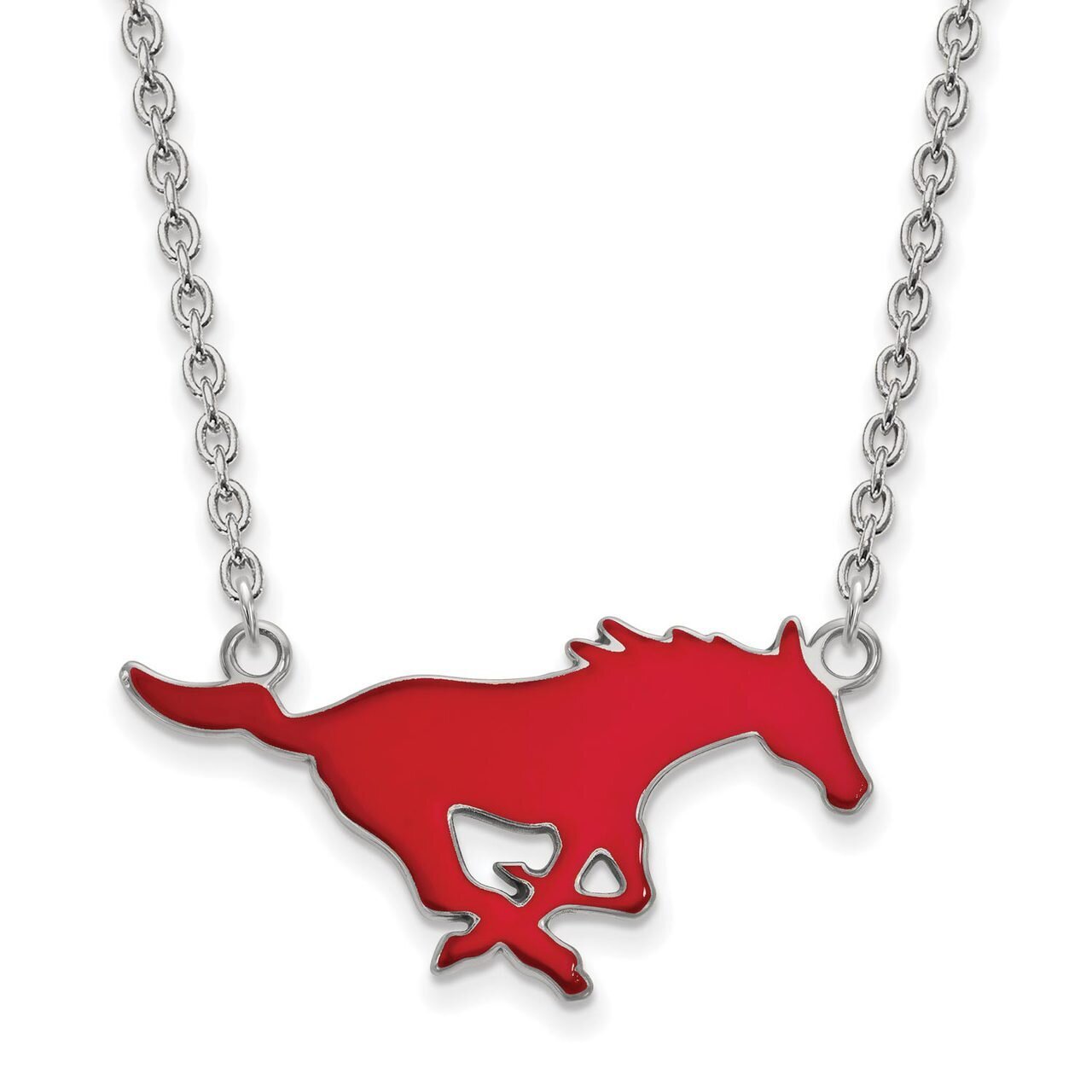 Southern Methodist University Large Enamel Pendant with Chain Necklace Sterling Silver SS023SMU-18,…