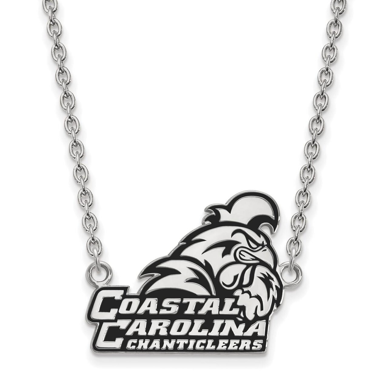 Coastal Carolina University Enamel Large Pendant with Chain Necklace Sterling Silver SS024CCU-18