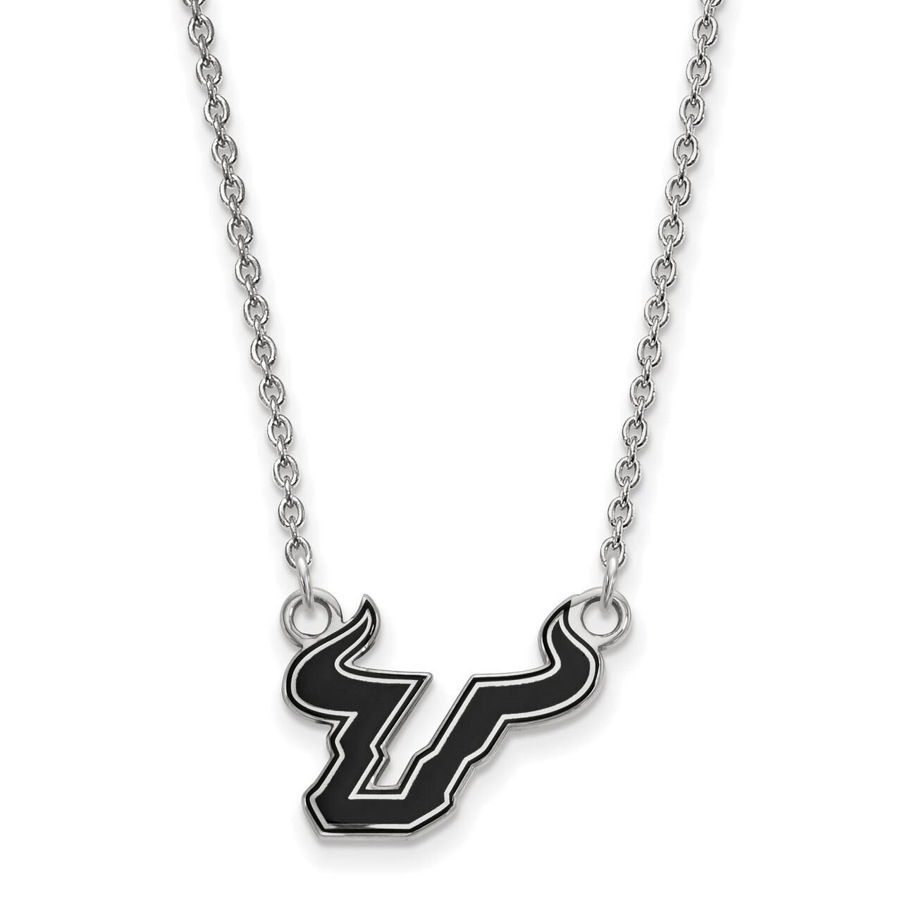 University of South Florida Small Enamel Pendant with Chain Necklace Sterling Silver SS026USFL-18, …