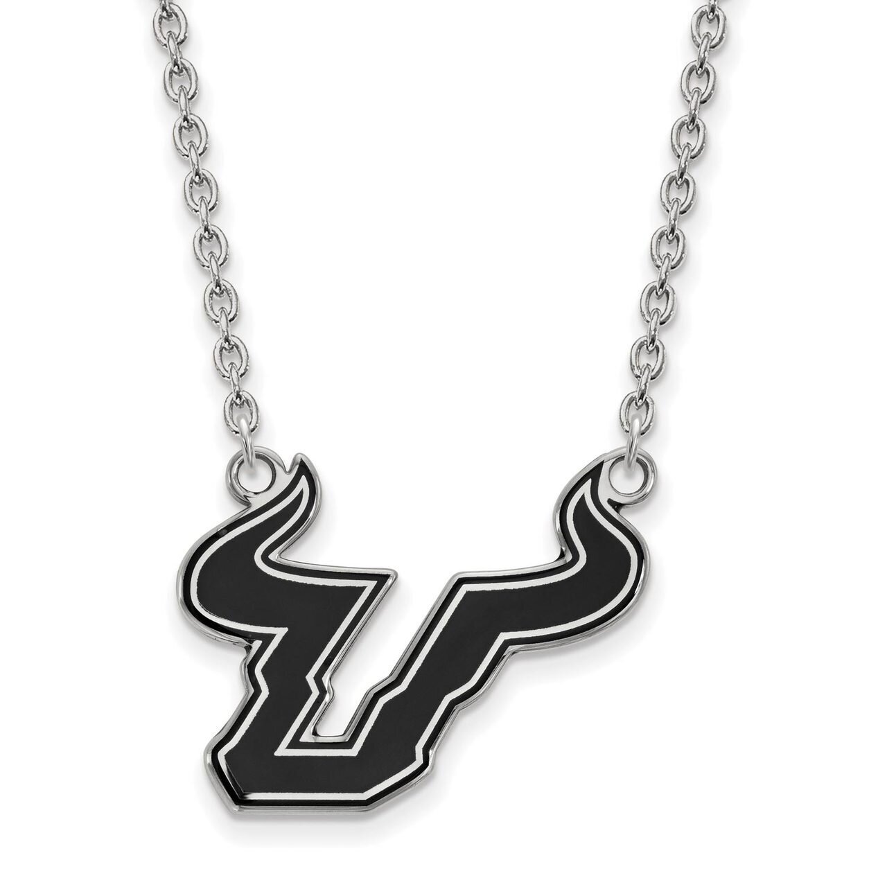 University of South Florida Large Enamel Pendant with Chain Necklace Sterling Silver SS027USFL-18, …