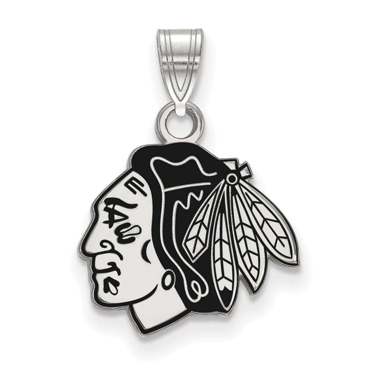 Chicago Blackhawks Small Enamel Pendant Sterling Silver SS028BLA, MPN: SS028BLA, 886774748122