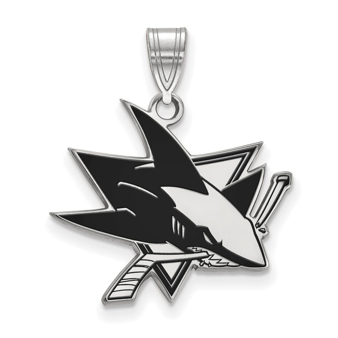 San Jose Sharks Large Enamel Pendant Sterling Silver SS029SHA, MPN: SS029SHA, 886774748276