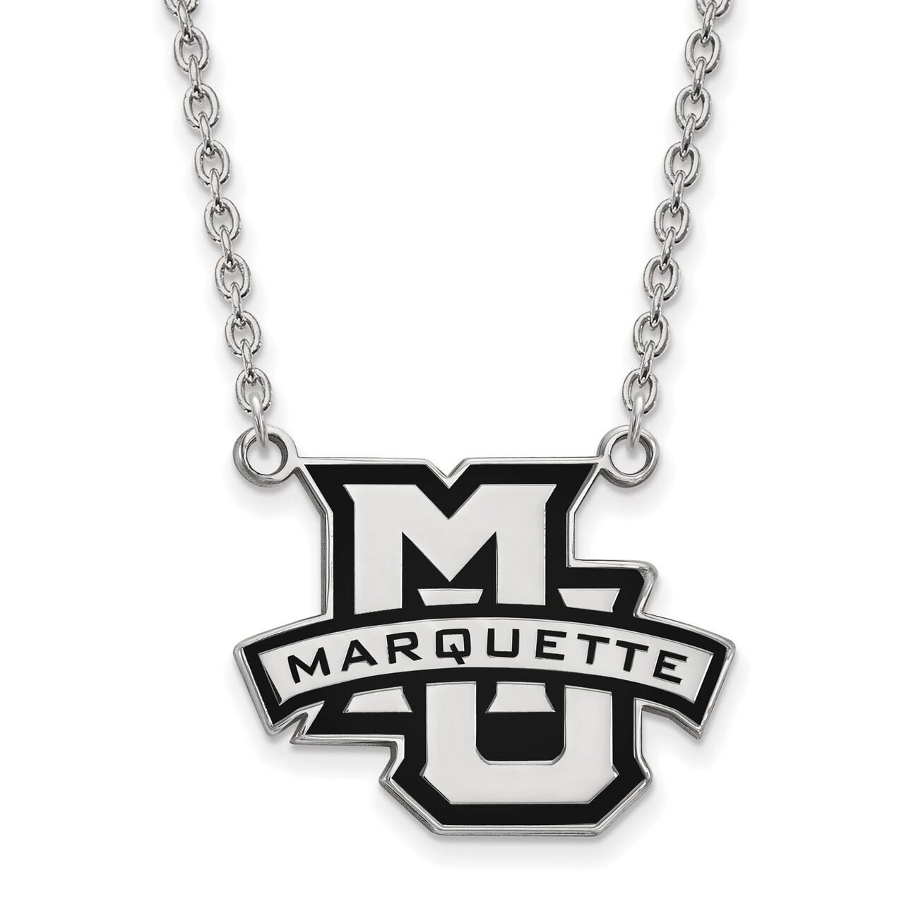 Marquette University Large Enamel Pendant with Chain Necklace Sterling Silver SS030MAR-18