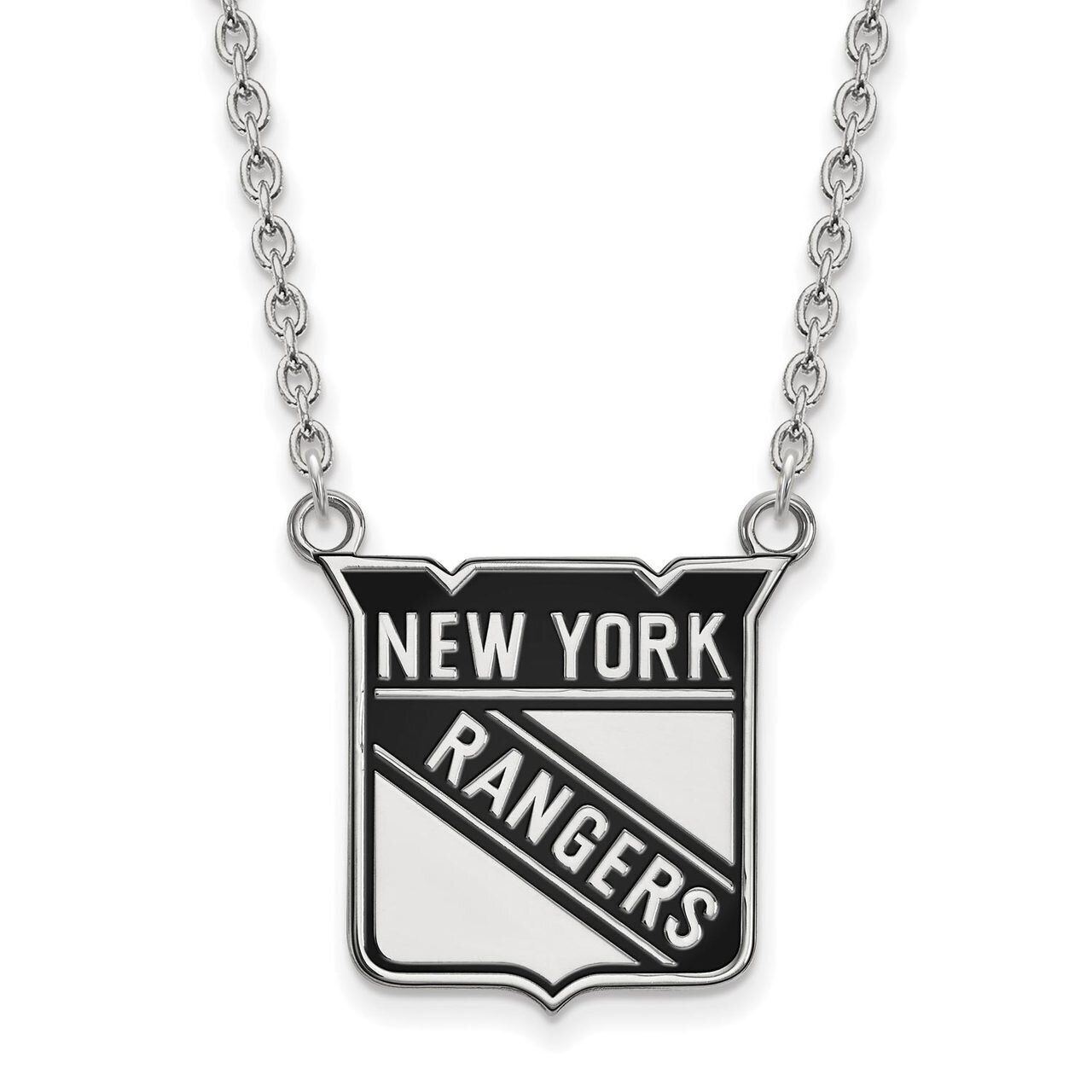New York Rangers Large Enamel Pendant with Chain Necklace Sterling Silver SS030RNG-18, MPN: SS030RN…