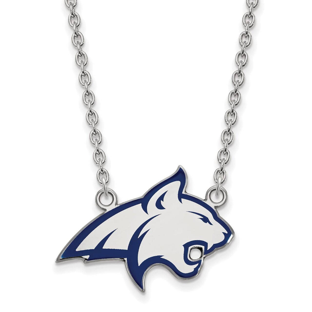 Montana State University Large enamel Pendant with Chain Necklace Sterling Silver SS032MTU-18
