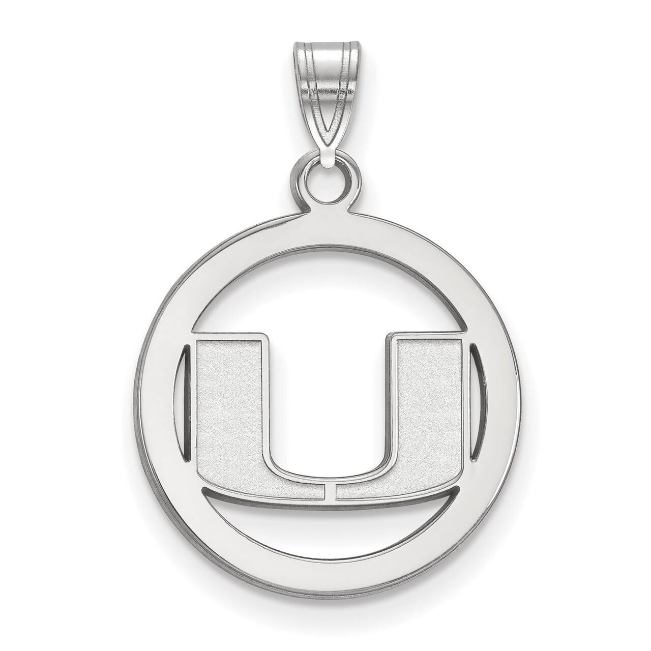 University of Miami Sm Pendant in Circle Sterling Silver SS033UMF