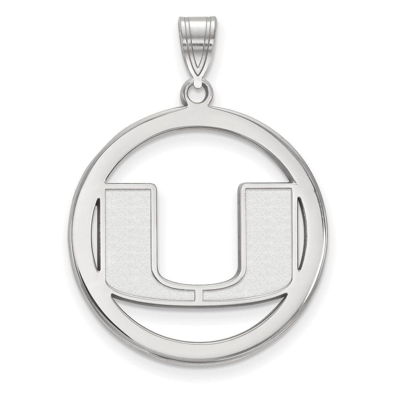 University of Miami L Pendant in Circle Sterling Silver SS034UMF