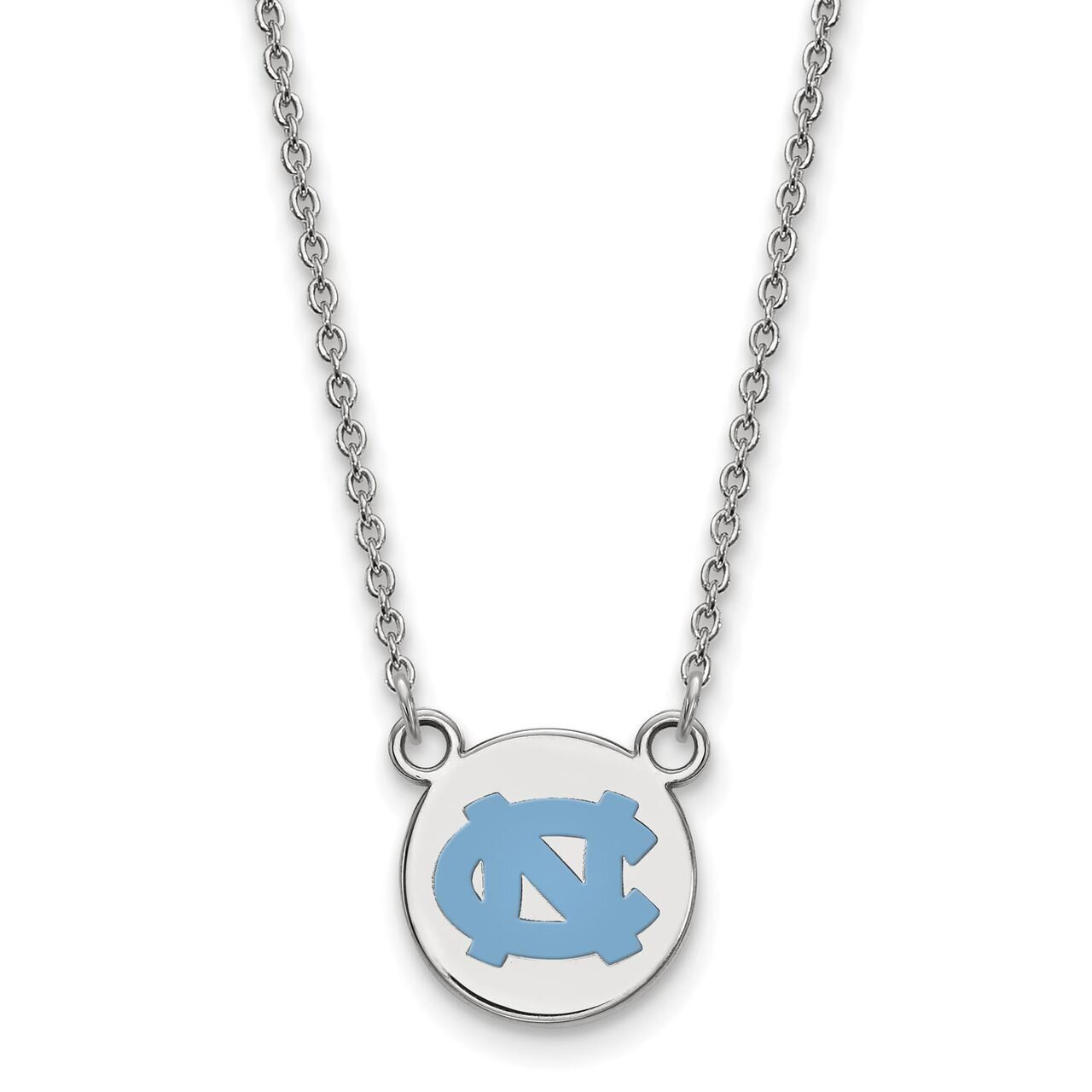 University of North Carolina Small Enamel Disc Pendant with Chain Necklace Sterling Silver SS039UNC…
