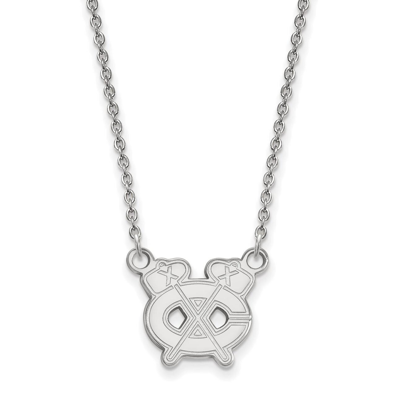 Chicago Blackhawks Small Pendant with Chain Necklace Sterling Silver SS040BLA-18, MPN: SS040BLA-18,…