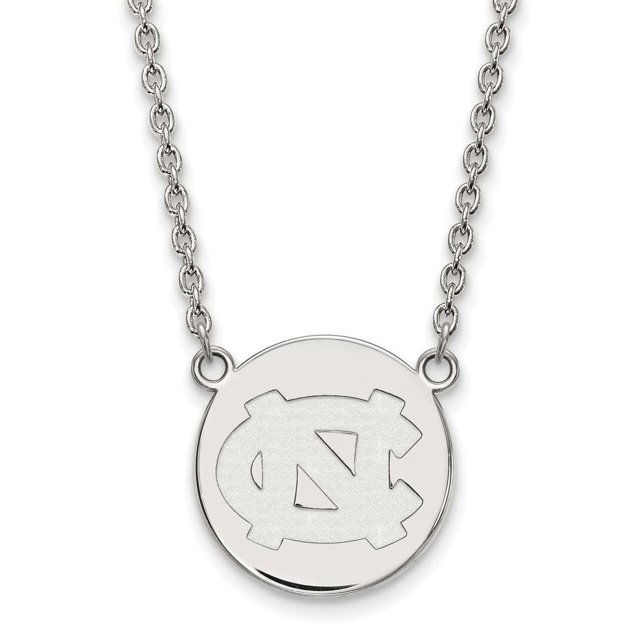 University of North Carolina Large Disc with Chain Necklace Sterling Silver SS040UNC-18